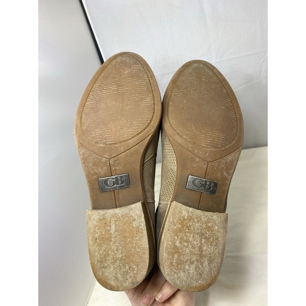 Gianni Bini Boots Womens 8M Tan Suede Leather Slip On Ankle Bootie w Buckles - Picture 3 of 11